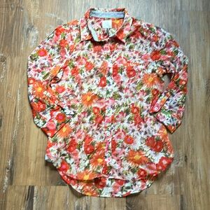 Anthropologie HD in Paris Colorful Floral Button Down LongSleeved Top